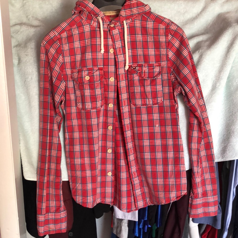 Hollister hooded shirt S